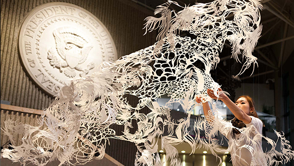 Nahoko Kojima’s Incredible Paper Cutting Artwork “Byaku” Exhibited with New LEXUS Takumi Documentary