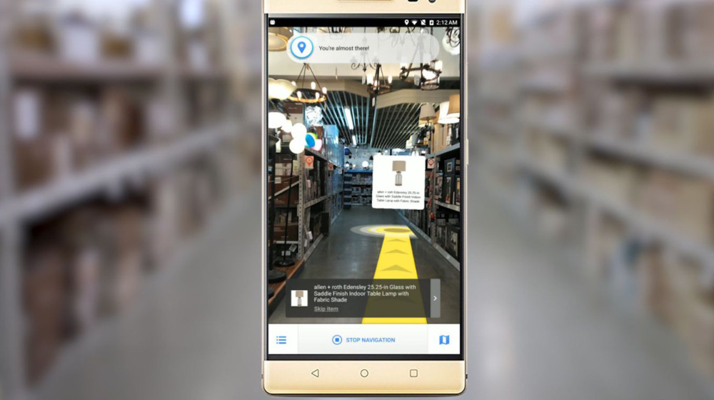 「Lowe's」のアプリに備わる店内ナビゲーション ©Lowe's X Google Tango