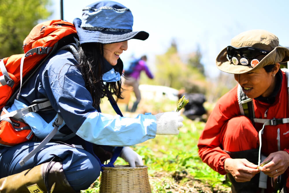 山菜採りツアーでは草木の新芽から、春の恵みを分けてもらう ©︎LAMP