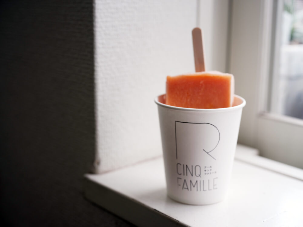 R CINQ FAMILLEのアイスソルベ。野菜味もおいしい